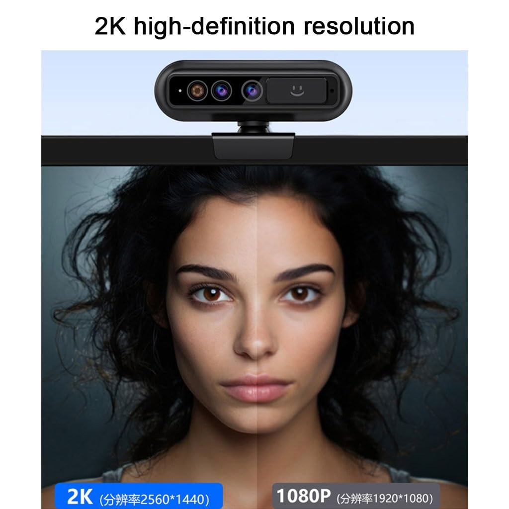 LEIYTFE Webcam Per Conferenze Webcam Ultra HD 2K Per Laptop Autofocus, Microfoni Con Cancellazione Del Rumore, Video Camera Per Streaming Meeting Gaming, Collegamento E Gioco Istantaneo