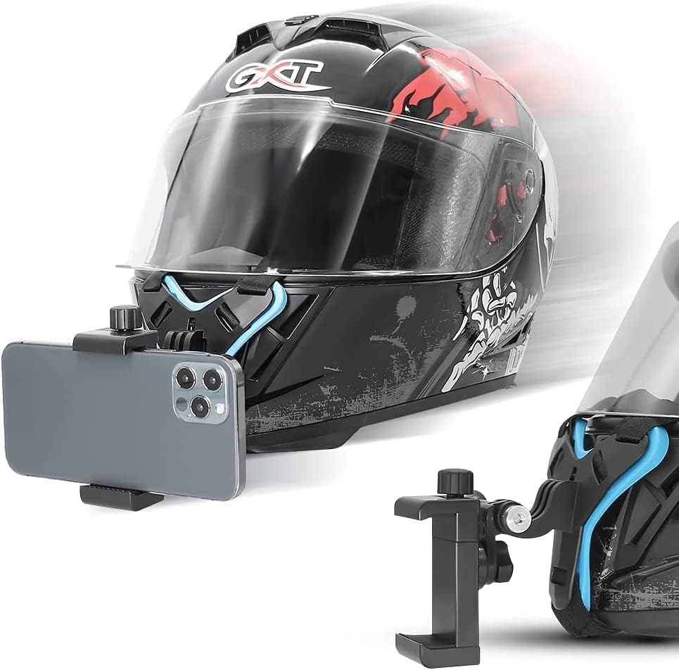 VTS Professional Helmet Mount for Mobile Helmet Chin Mount Strap Set with Mobile Holder & Screw Compatible with All Go Pro Action Camera SJCAM DJI OSMO and Mobile Phones (Chinmount_Clip) 1