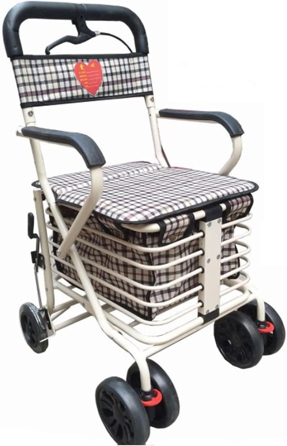 Foldable Shopping Cart with 6 Wheels - Portable Grocery Trolley with Hand Brake, Heavy-Duty Capacity, Ideal for Markets and Daily Errands