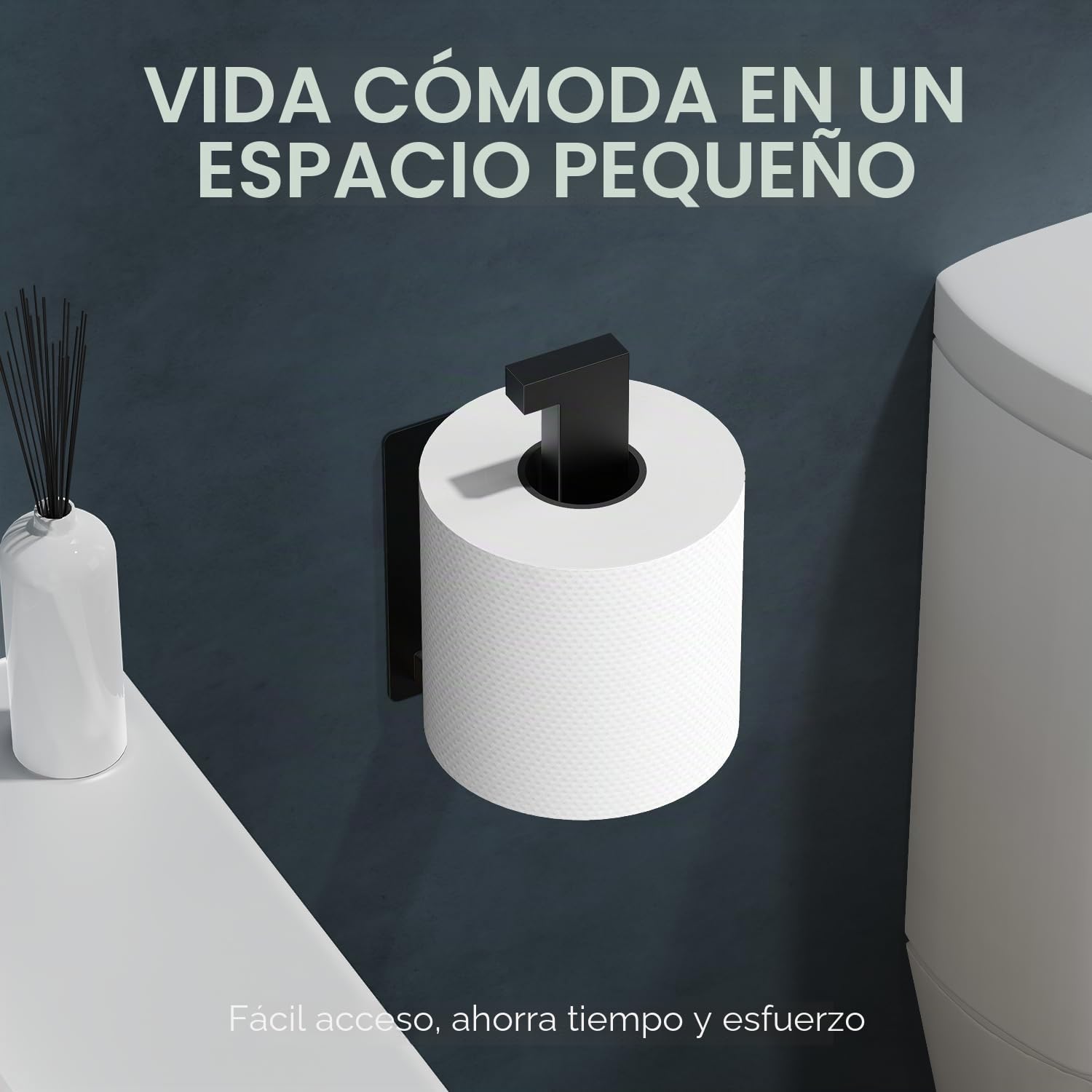 Auxmir Portarrollos Papel Higienico 2 Piezas Acero Inoxidable Baño Adhesivo, Fácil Instalación Soporte sin Taladro Autoadhesivo, Negro