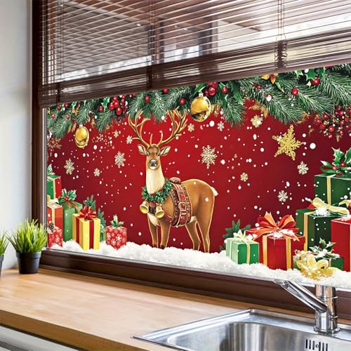 Vinilo Decorativo de Navidad con Reno y Campanas 39.3x17.7 in miniatura 4