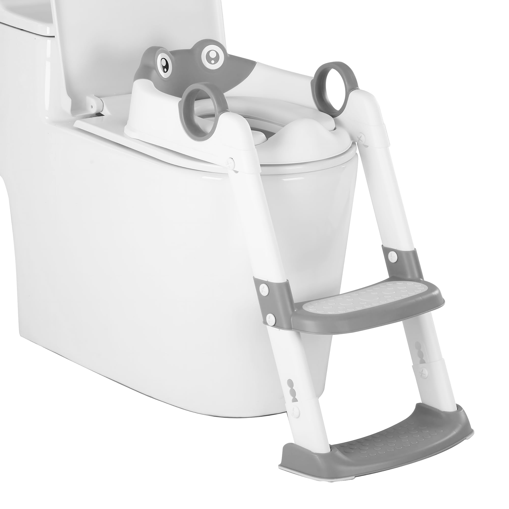 Fugualin Gray Potty Training Toilet Seat With Anti-Slip Step Ladder