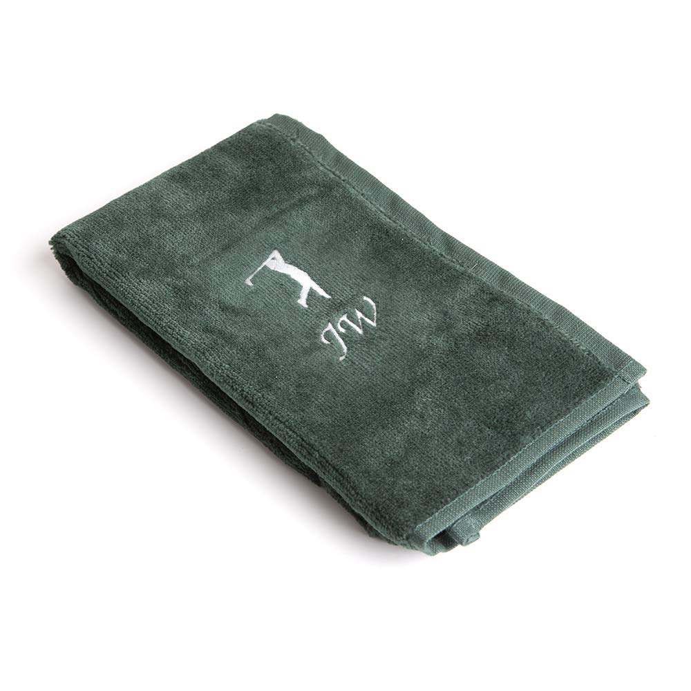CrewGolf Personalised Golf Towel Racing Green - Luxury Green Any Name Towel Embroidered