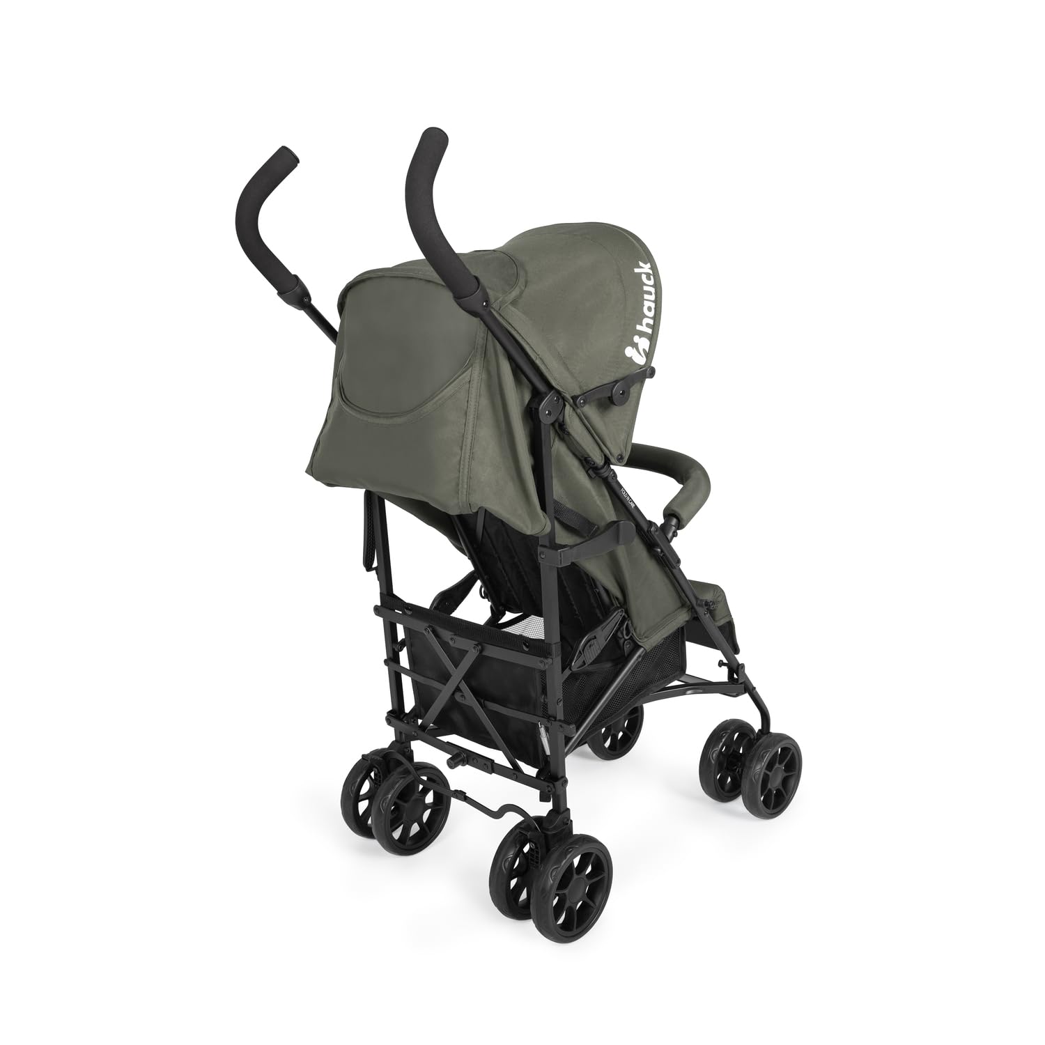 Hauck Fold N Care Olive Schirmbuggy für Kinder bis 22 kg mit Liegeposition & UV-Schutz 50+, XL Korb, EVA Räder