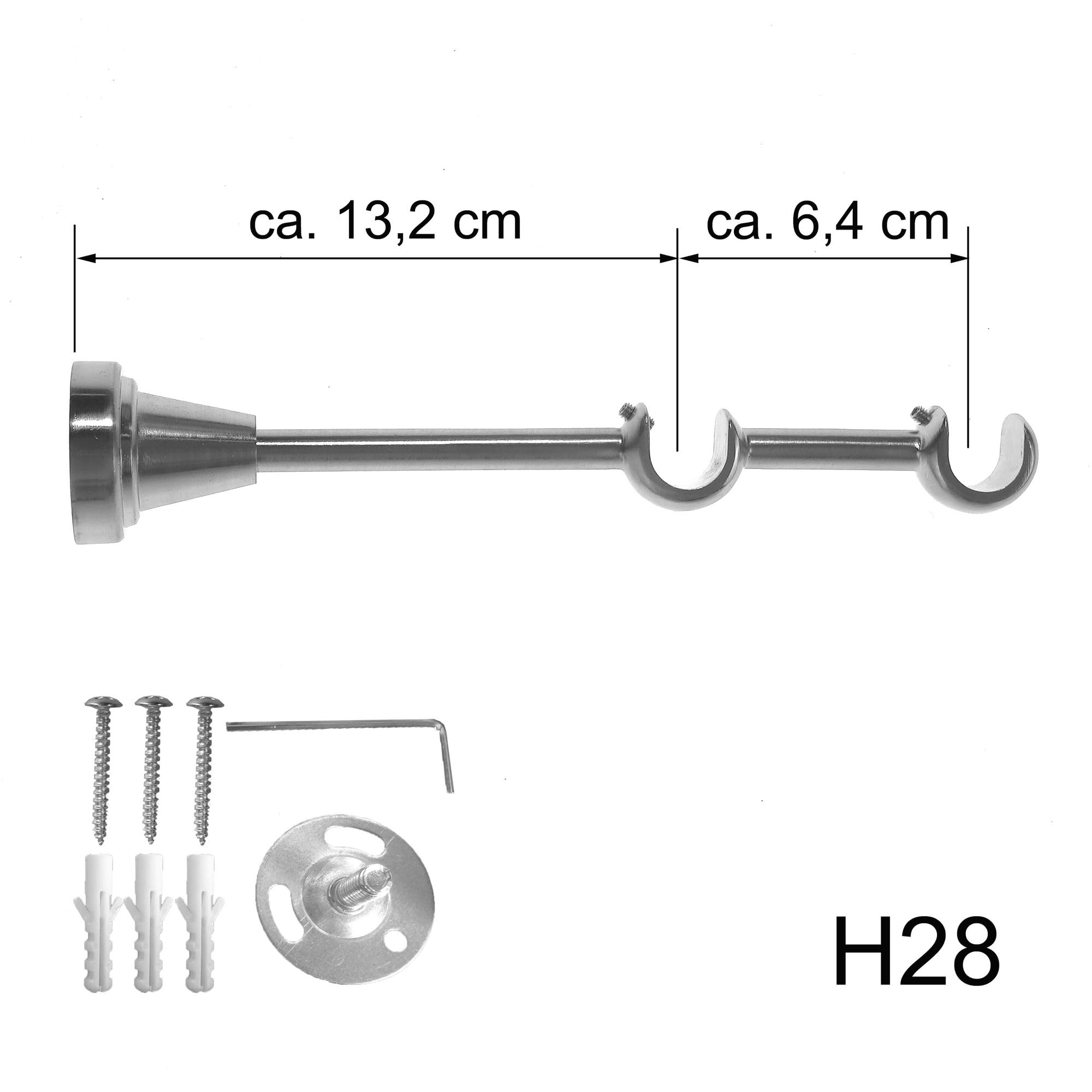BASIT Gardinenstange Edelstahllook 19mm 2-läufig Wand 240cm lang H28