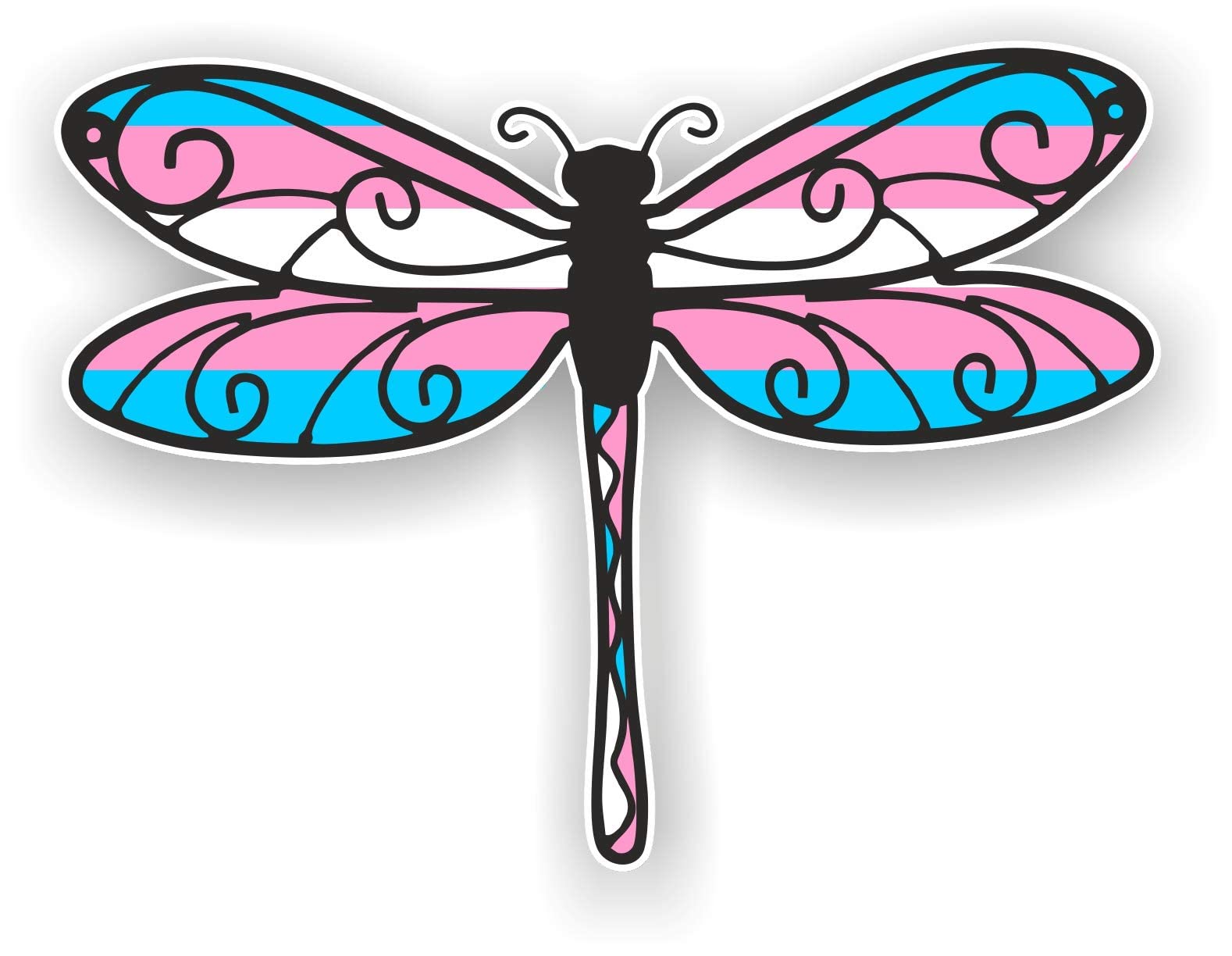 Sticker Licker Licensed Beautiful Dragonfly Motif Design With Lgbt Lgbtq+ Transgender Trans Pride Flag External Vinyl Car Sticker Decal 90X120mm