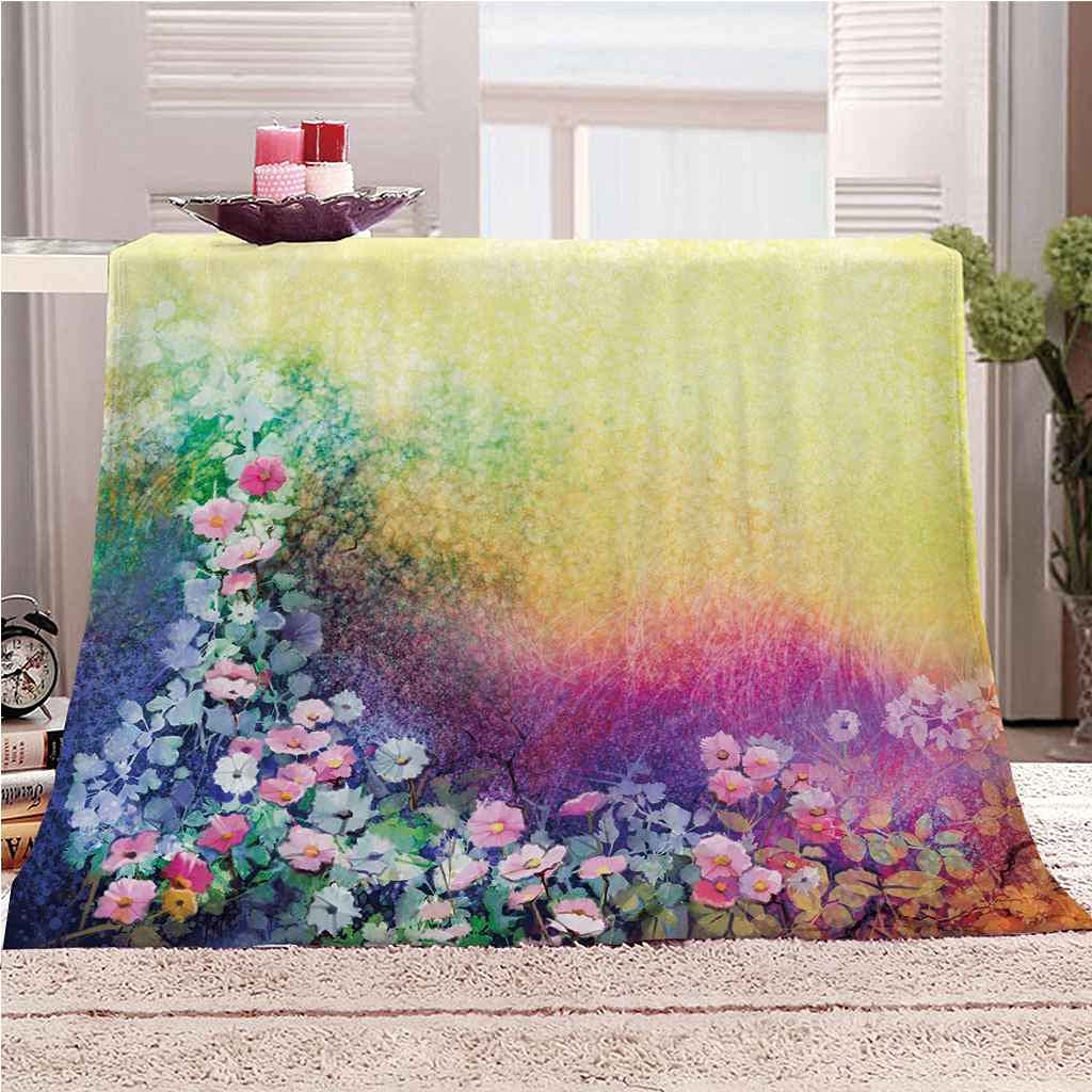 Couverture flanelle enfant et adulte plaid doux impression 3D fleur rose