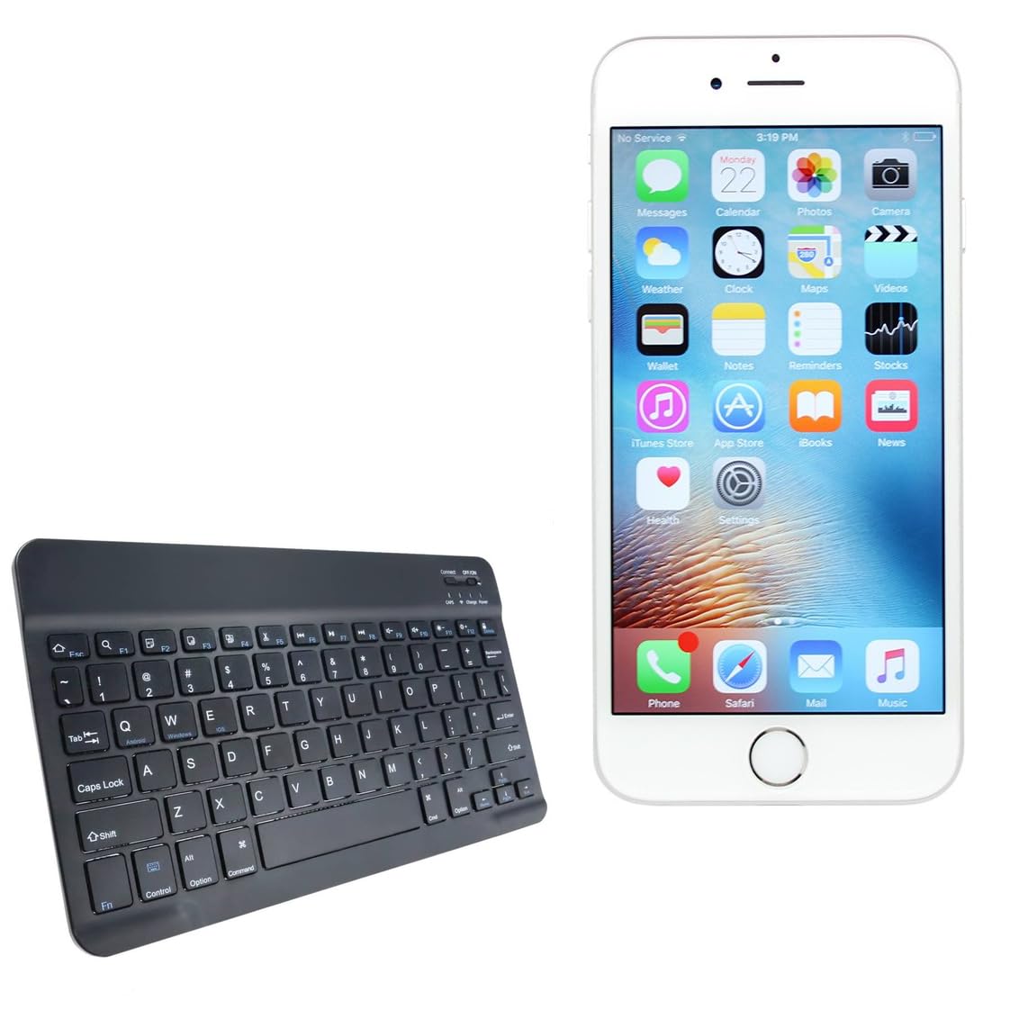 BoxWave Keyboard Compatible with iPhone 6s Plus - SlimKeys Bluetooth Keyboard, Portable Thin with Chiclet-Style Keys - Jet Black