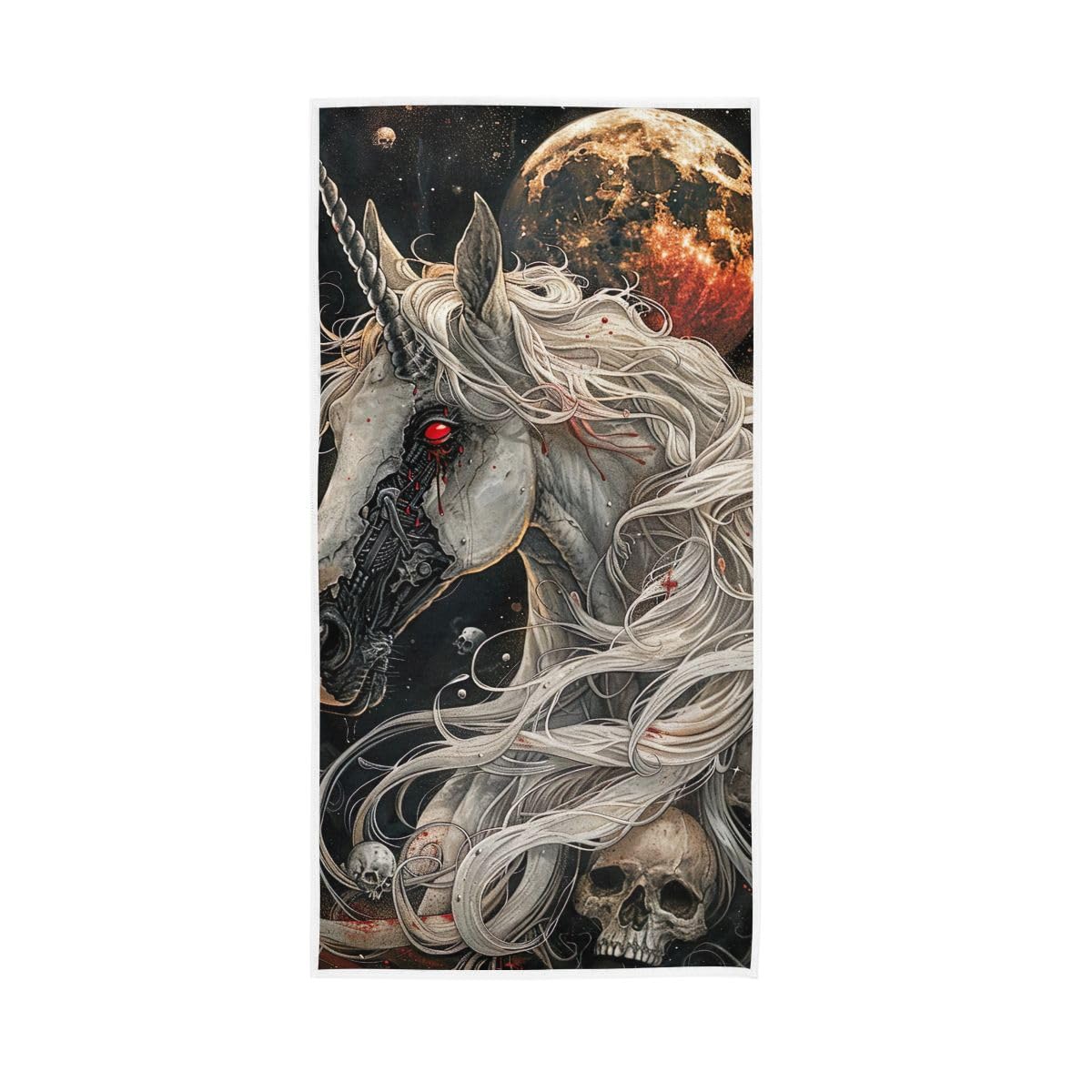 HUYGD Unicorn Skull Moon Hand Towel, Hand Towels Cotton for Bathroom, Gym, Hotel, Spa 15 x 30 Inches