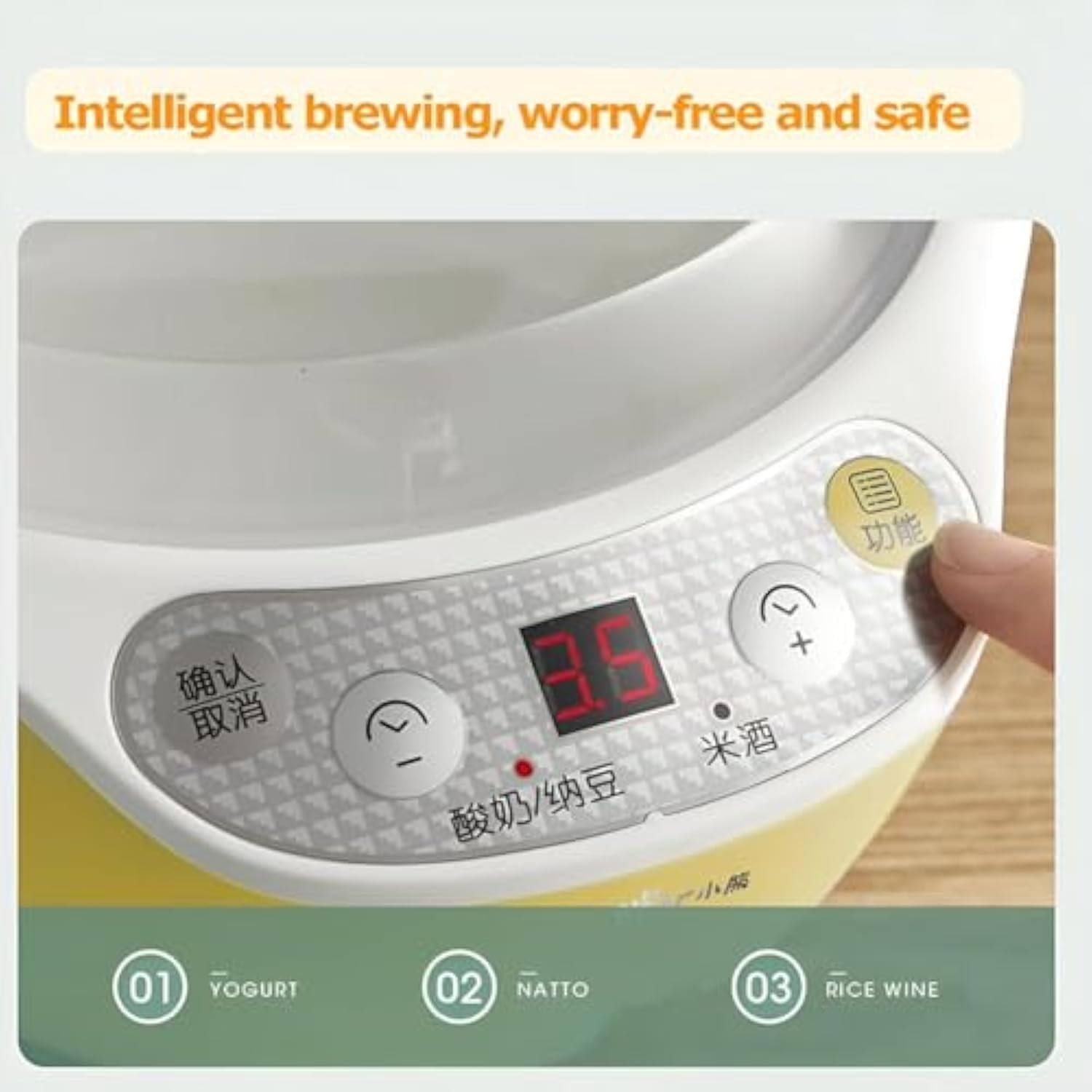 Yogurtera Automática De 1000 Ml, con Revestimiento De Acero Inoxidable 304 Y 4 Tazas, Pantalla LED + Temporizador, para Yogurtera Casera, Máquina para Hacer Queso, 20 W