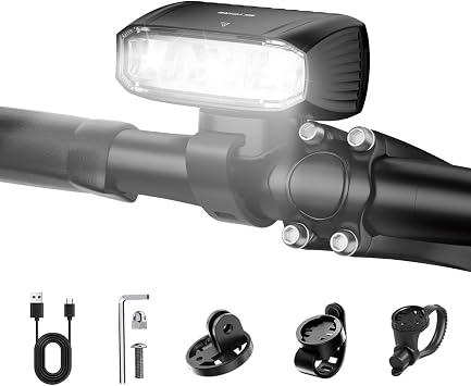 SKYFIRE Bright Bike Light for Night Riding, USB-C Rechargeable Bicycle Headlight, 1800 Lumens Dual Beam Bike Lights Front with 5 Modes, Waterproof Cycling Light for Road & Mountain Bike, 17H Runtime