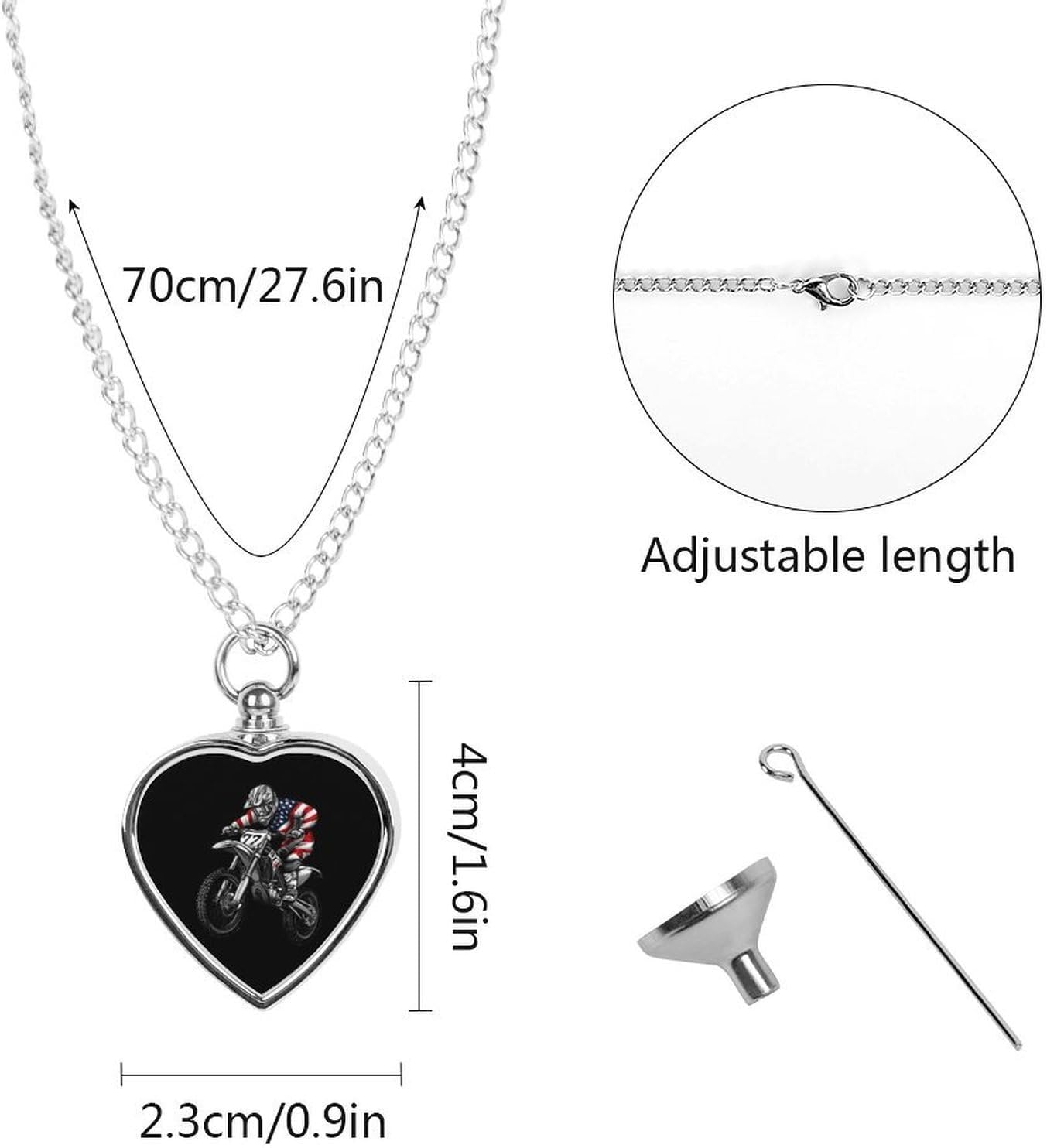 Dirt Bike Motocross US Flag Pet Urn Necklace Ashes Cremation Pendant | Personalized Jewelry,Gifts for Dog Lovers