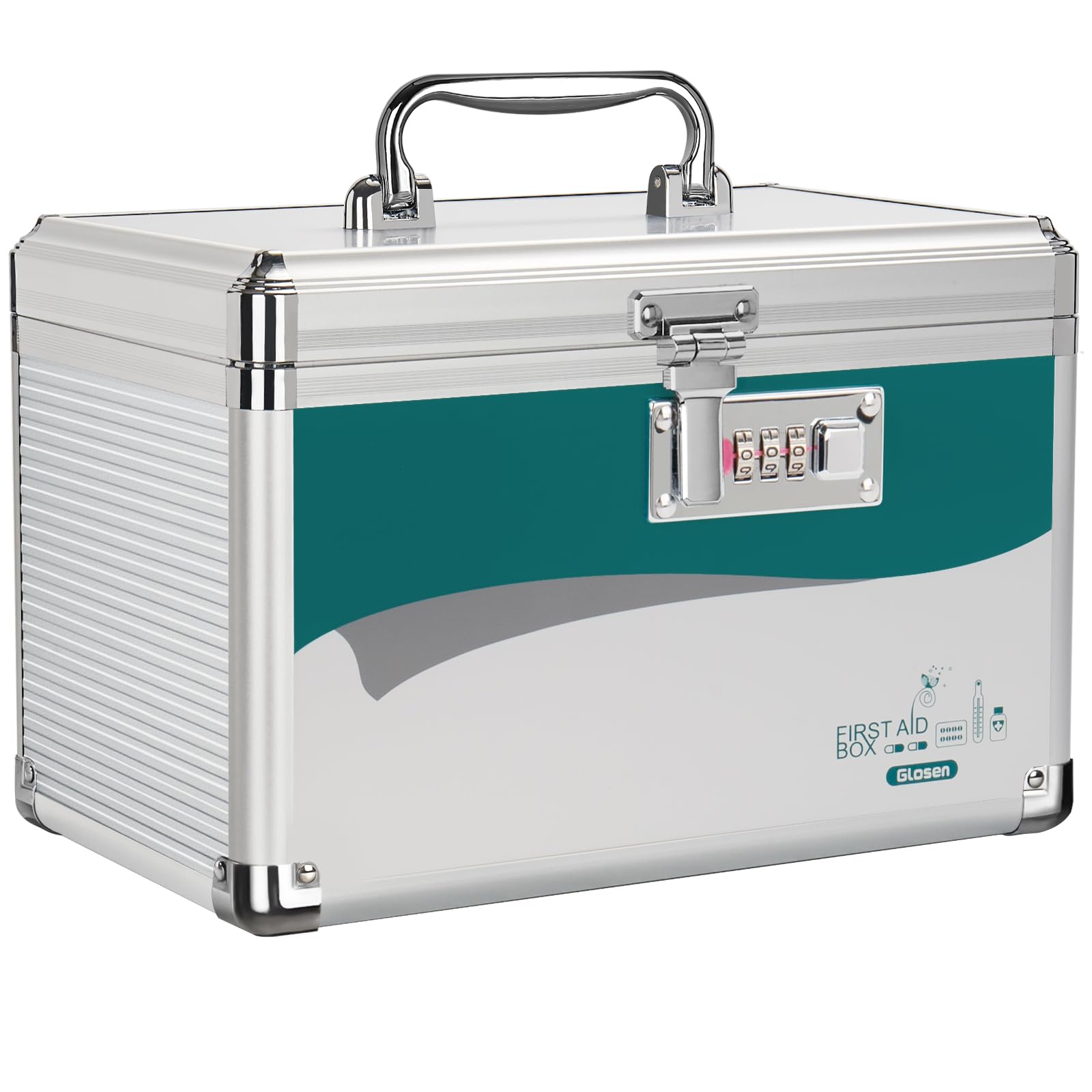 Glosen Medicine Lock Box with code, Medication lock box【Small 10x6.7x6.7 Inch】,medical box organizer with Combination Lock
