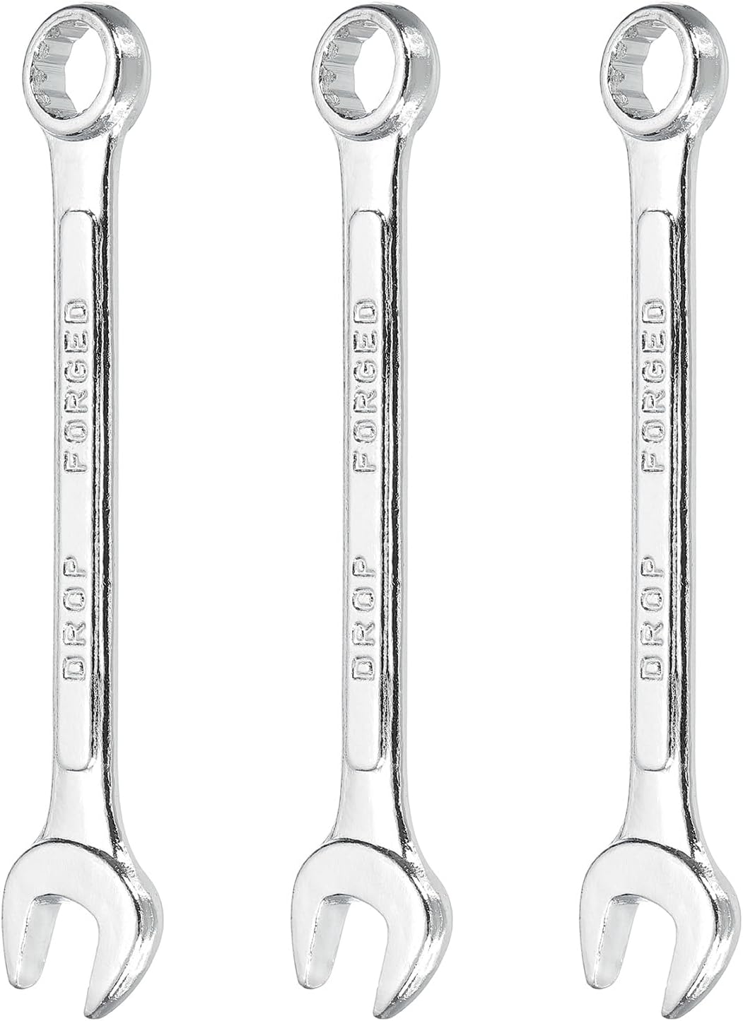 sourcing map 3Pcs Combination Wrench 10mm Metric 12-Point Box and Open End Zinc Plated Steel Double Ended Spanner Tool for Automotive Pipe Furniture Machinery DIY Repair, Silver White