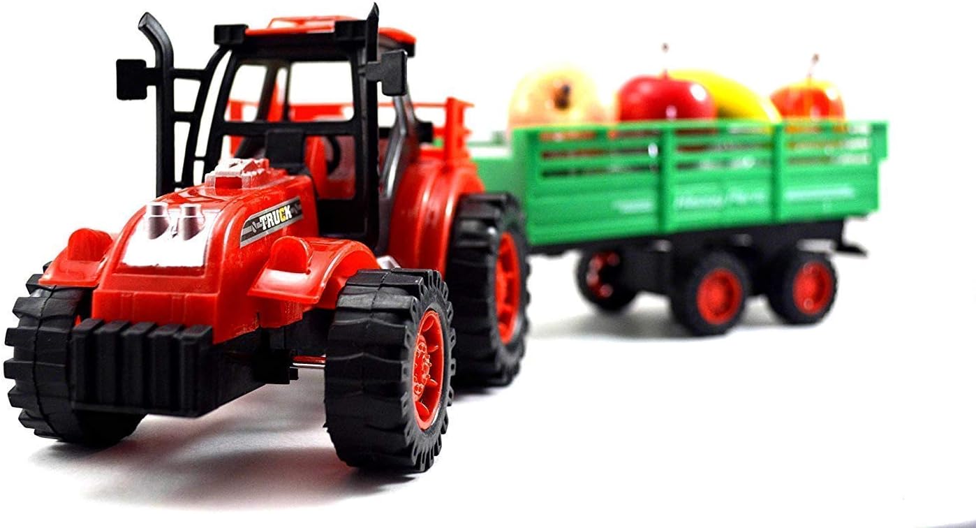 OANGO Super Tractor with Real Looking Fruits, Trolley Toy for Kids, Random Color