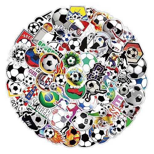 TIESOME 100 Stickers Foot, Velo Enfant Football Autocollant Imperméable De Sport, Bouteille D'eau Étiquettes Cadeau