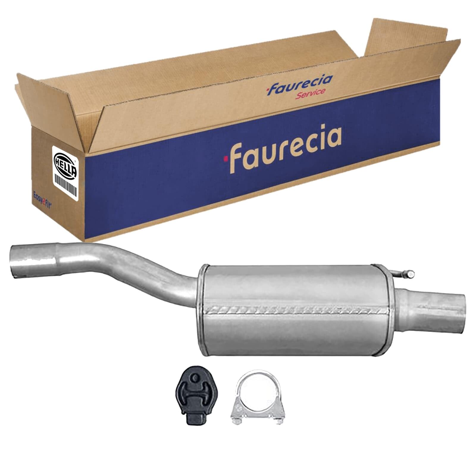 HELLA 8LD 366 030-271 Rear Silencer Exhaust Back Box - Easy2Fit Kit - Rear - One Piece - Set with Attachments