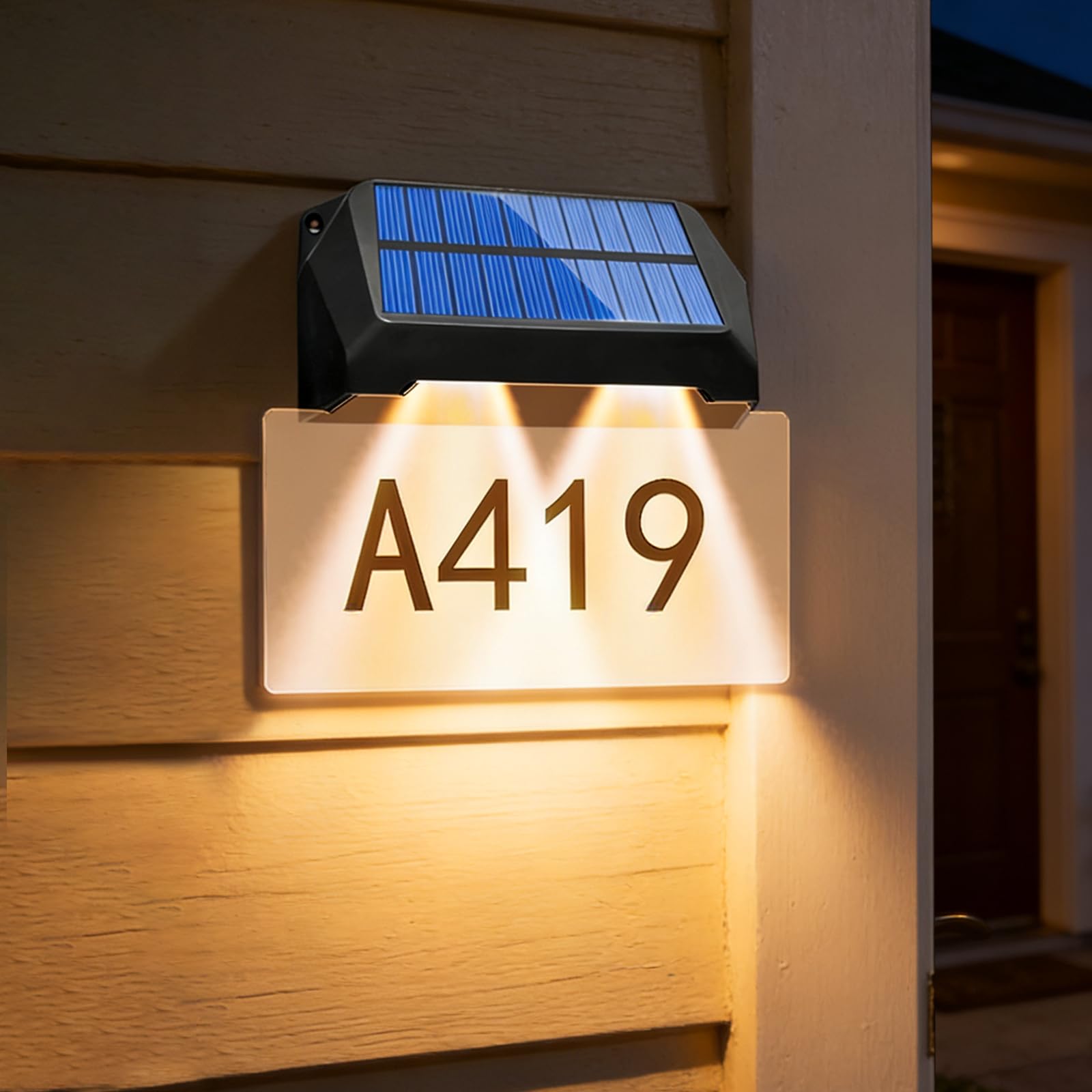 Solar-Hausnummern, DIY-Hausschilder, Plaketten, Straßenname, Acryltafel, Malerei, IP65 wasserdicht, für Adressschilder im Freien, 3 Farben