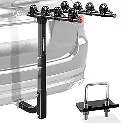 Ikuram 4 suportes para bicicleta, suporte de engate para bicicleta, suporte duplo dobrável para carros, caminhões, SUV e minivans com um receptor de engate de 5 cm