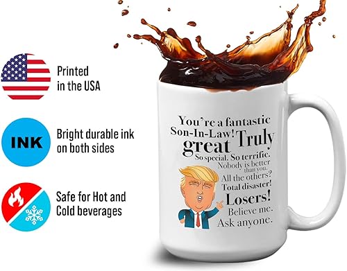 Miniatura 4 de Taza de café de 15 onzas, color blanco, divertidas tazas de Trump para cumpleaños, aniversario, San Valentín, ocasiones especiales, presidente