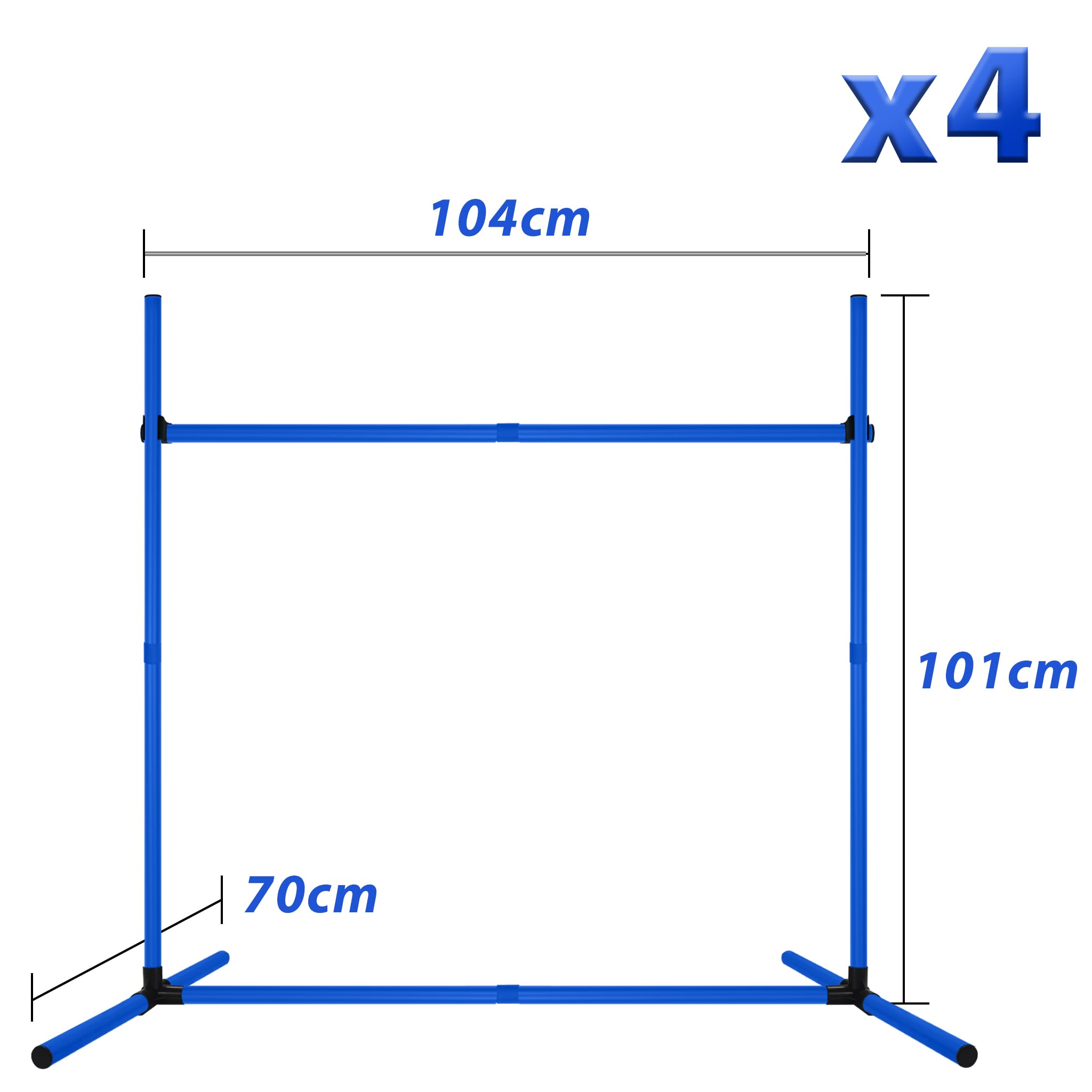 VANCHEMO Agility Set Hunde 4er Hürdenset, Höhenverstellbar Slalomstangen Ausrüstung Trainingsset mit Tragetasche, für Hunde Training, Katzen, 104 x 70 x 101 cm, Blau