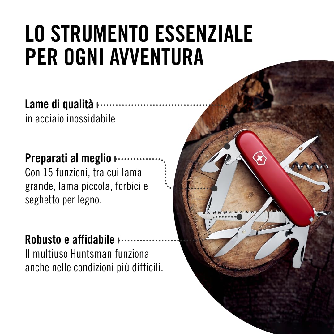 Victorinox Huntsman Coltellino Svizzero Multiuso 15 Funzioni Lama Grande