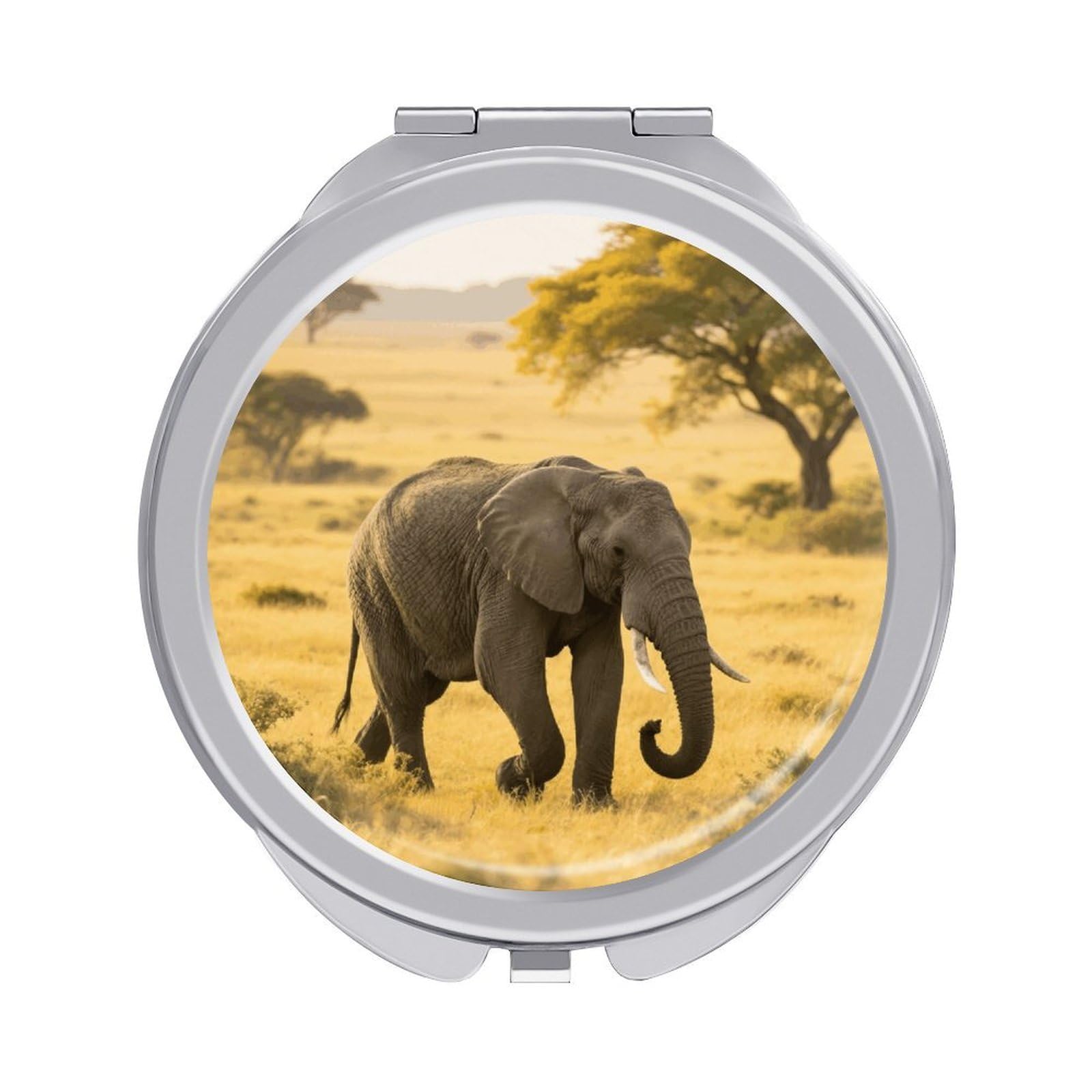 VstaDank Elephant Travel Makeup Mirror 2 X /1 X Magnifying Mini Vintage Pocket Mirror for Purse Small Portable Folding Small Round Mirrors Portable Vanity Mirrors for Women