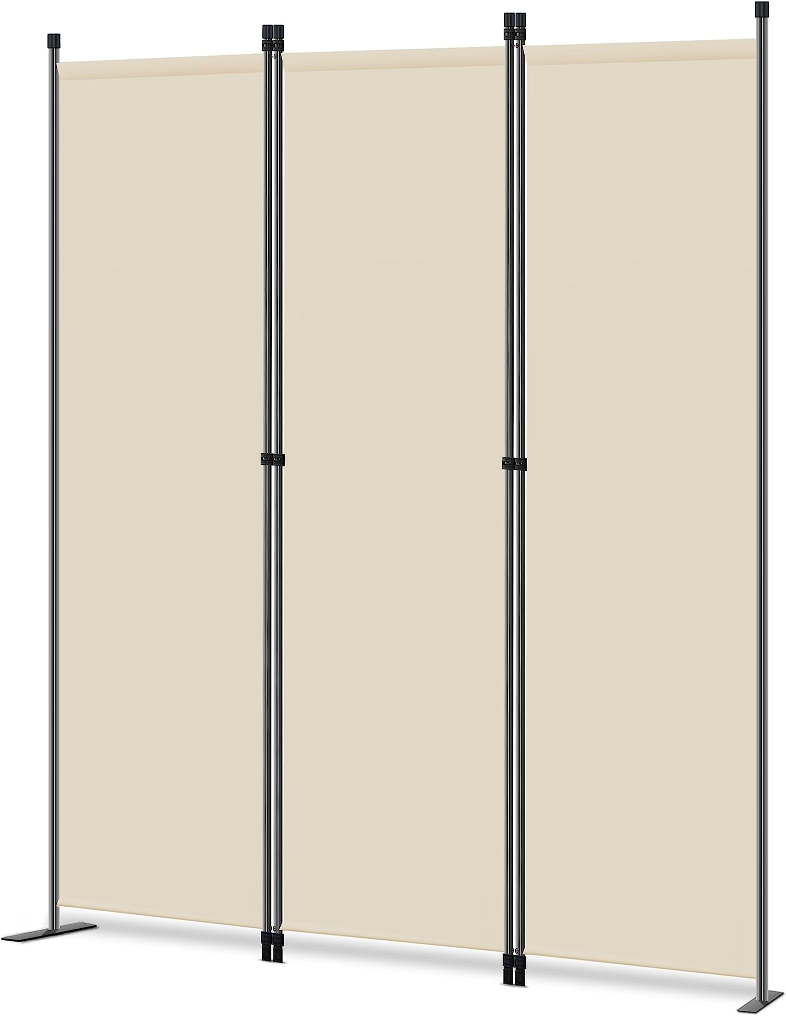 Angel Living Paravento Pieghevole 4 Ante 225x165 Cm In Poliestere - Divisorio Per Ambienti, Protezione Solare E Privacy, Montaggio Facile, Colore Bianco