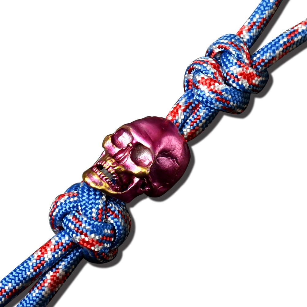 Totenkopf-Perlen: 550 Paracord-Perlen | EDC Lanyard Perlen für Messer, handgegossenes Metall Kupfer Totenkopf Paracord Perlen und Charms, Messer Lanyard Perlen mit Fallschirmschnur