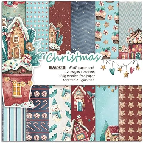 Syntego 24 Sheets Christmas Scrapbook Paper Set Cover