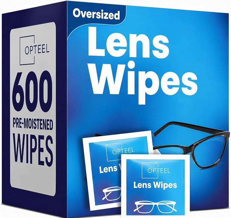 Lens Wipes for Eyeglasses - Pre-moistened Eyeglass Lens Cleaning Wipes - 600 Lens Wipes Individually Wrapped Sracth-Free Streak-Free Eye Glasses Wipes Lens Cleaner for Sunglass & Camera Lens