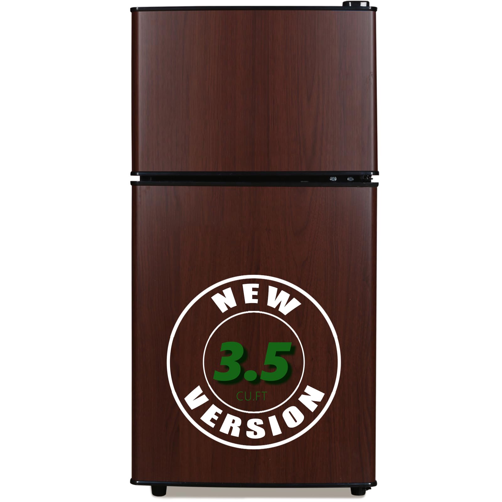 Axutl Refrigerator With Freezer Retro Mini Fridge Bedroom Dorm Wood Color 3.5 Cu.Ft Compact Small For RV Apartment 2-Door Design on Fridge.com - View 1