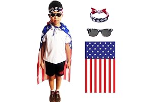 4th of July Patriotic Flag Cape, Headband & Sunglasses Set for Kids