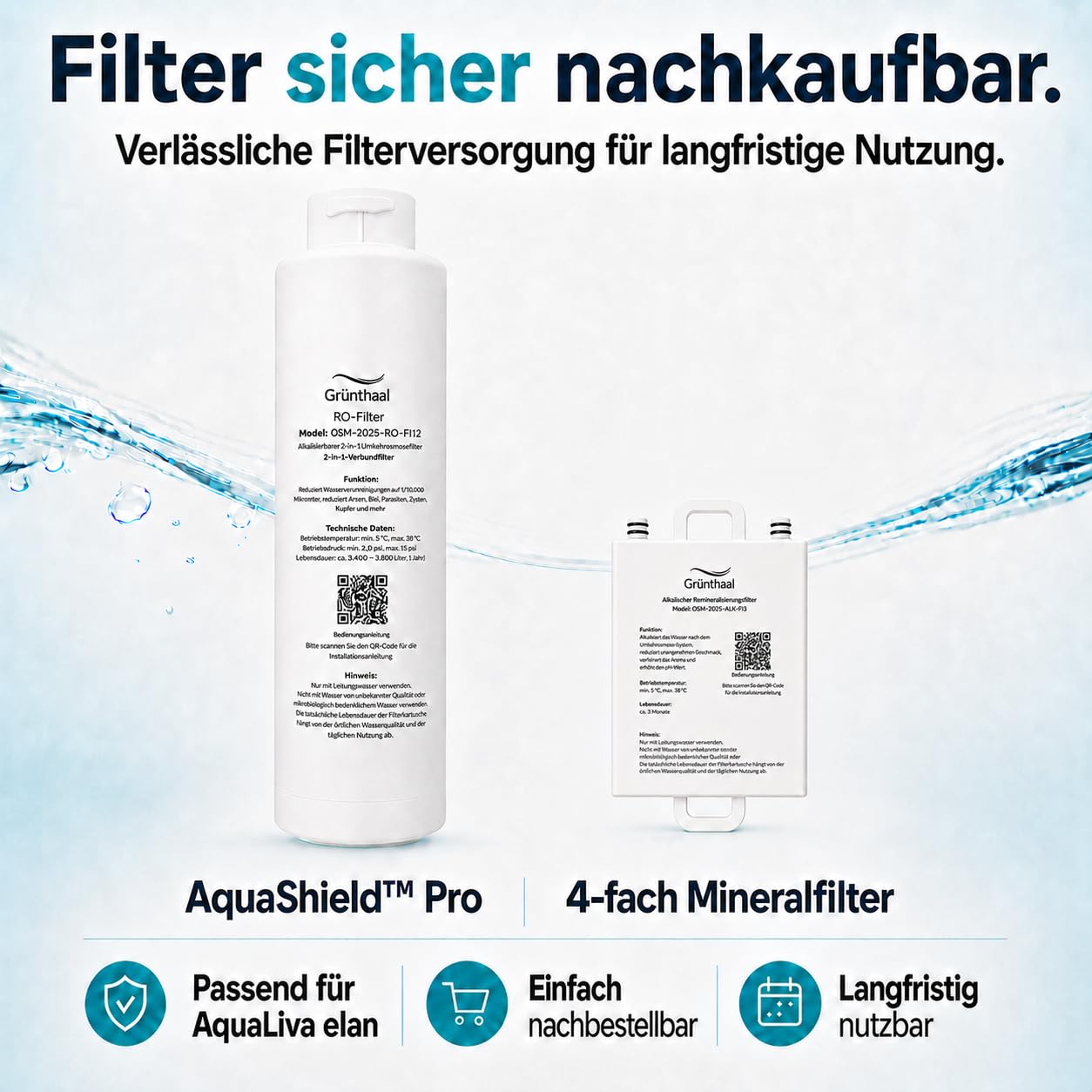 AquaLiva elan Osmoseanlage Auftisch Umkehrosmoseanlage Trinkwasser 10-fach Tiefenfilterung UV-Hygiene Mineralisierung