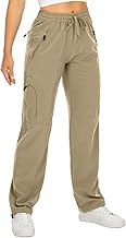 Women's Hiking Cargo Pants Quick Dry UPF50+ Outdoor Pants for Women Fishing Safari Travel Stretchy Pants with Pockets,6608,Khaki,L