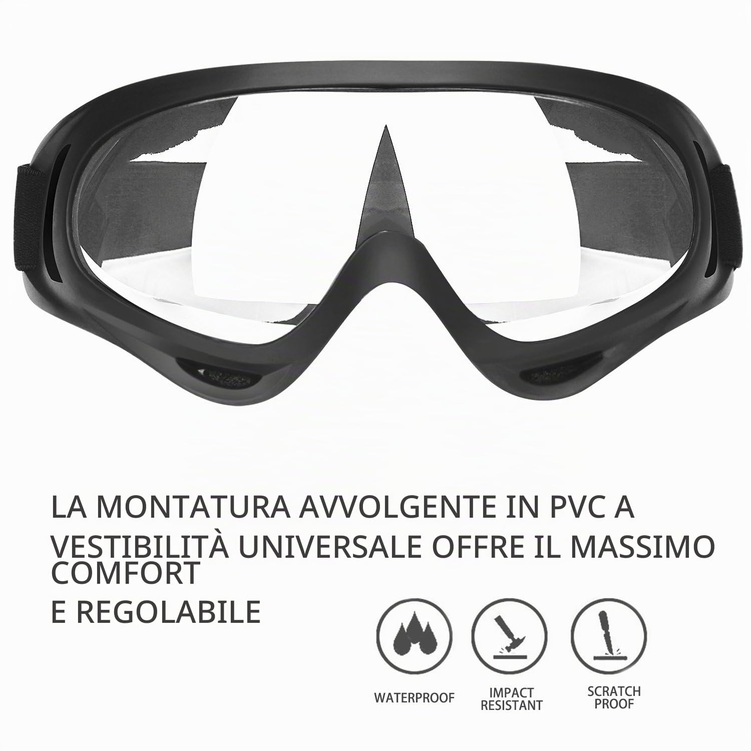 YAMI Occhiali di sicurezza da 2 paia per bambini con protezione anti-nebbia e UV, perfetti per pistole anti-schiuma