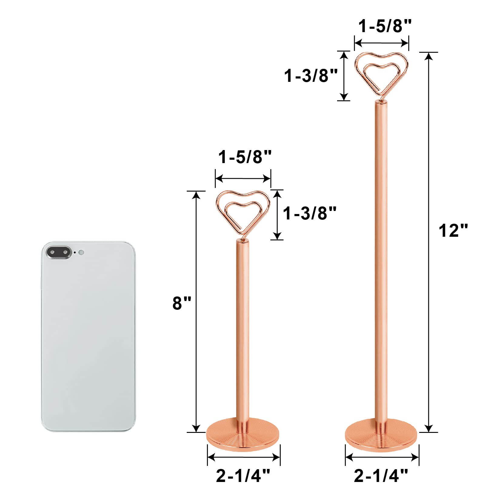 Muka 10 Stück Tischkartenhalter, 30,5 cm, Herzform, Tischnummernhalter für Hochzeit, Party (Gold)