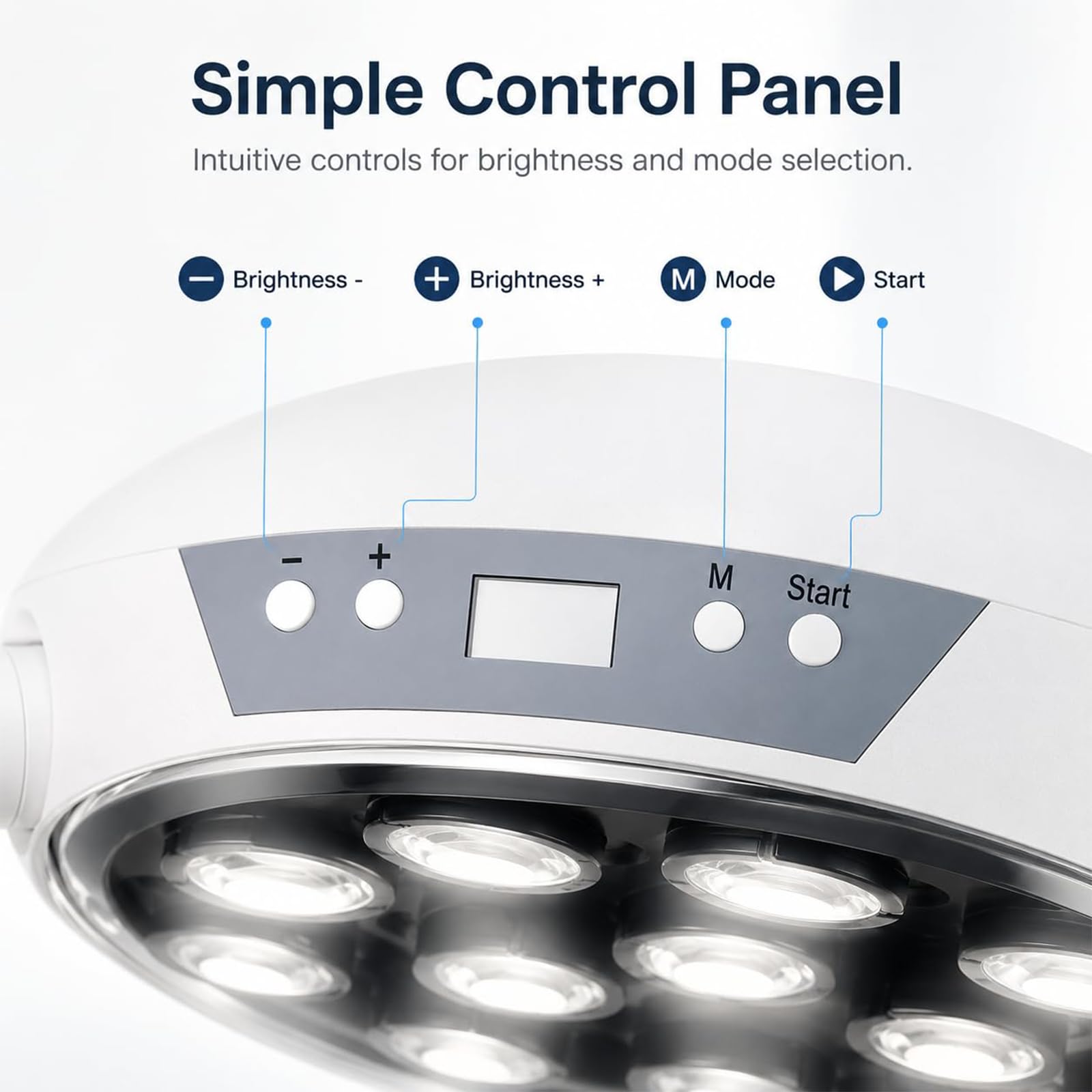 Lampada LED Senza Ombre da 28 W con 9 Lenti, Lampada da Visita Regolabile con Display LCD, Lampada da Poltrona con Attacco Universale da 22 Mm, Illuminazione Dimmerabile da 4000 K A 5000 K