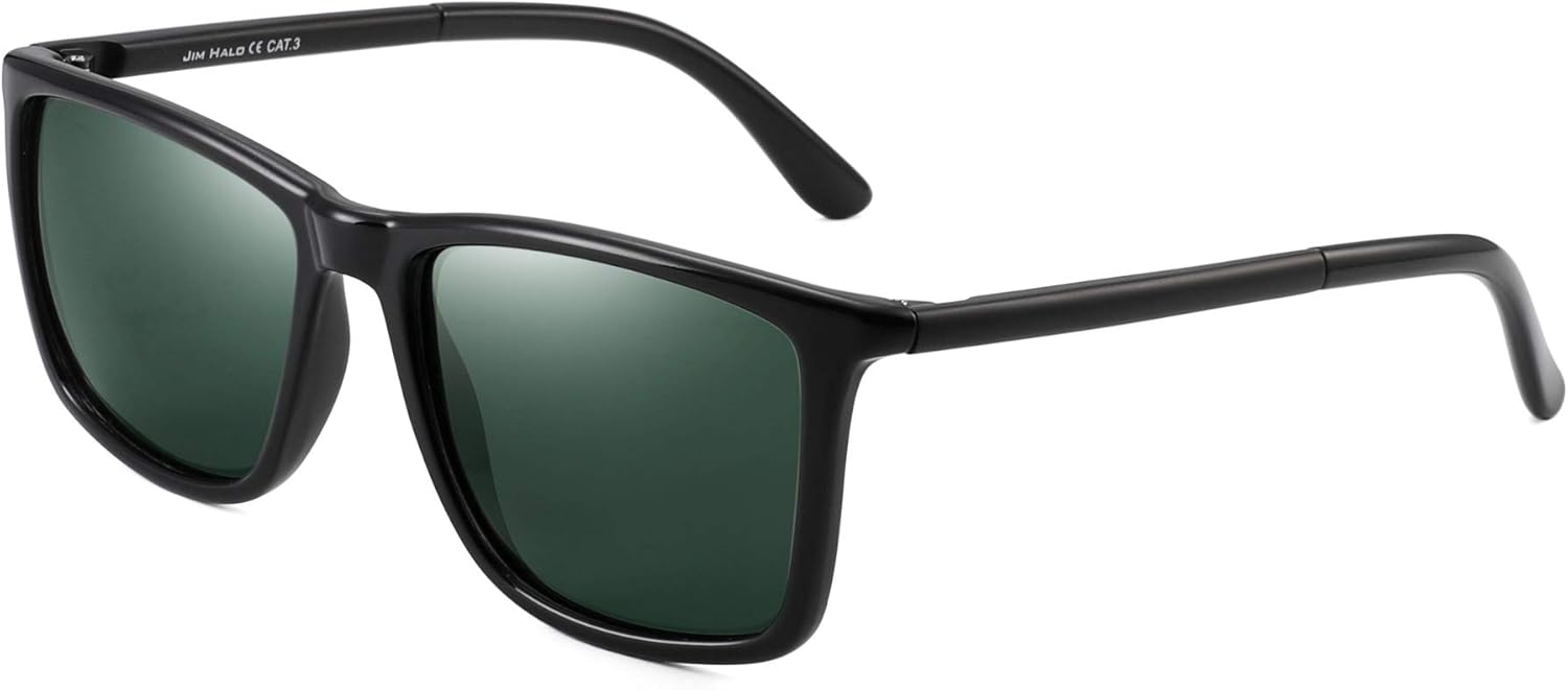 JIM HALO Polarized Driving Sunglasses Retro Square UV protection Classic Sun Glasses Men - Image 2