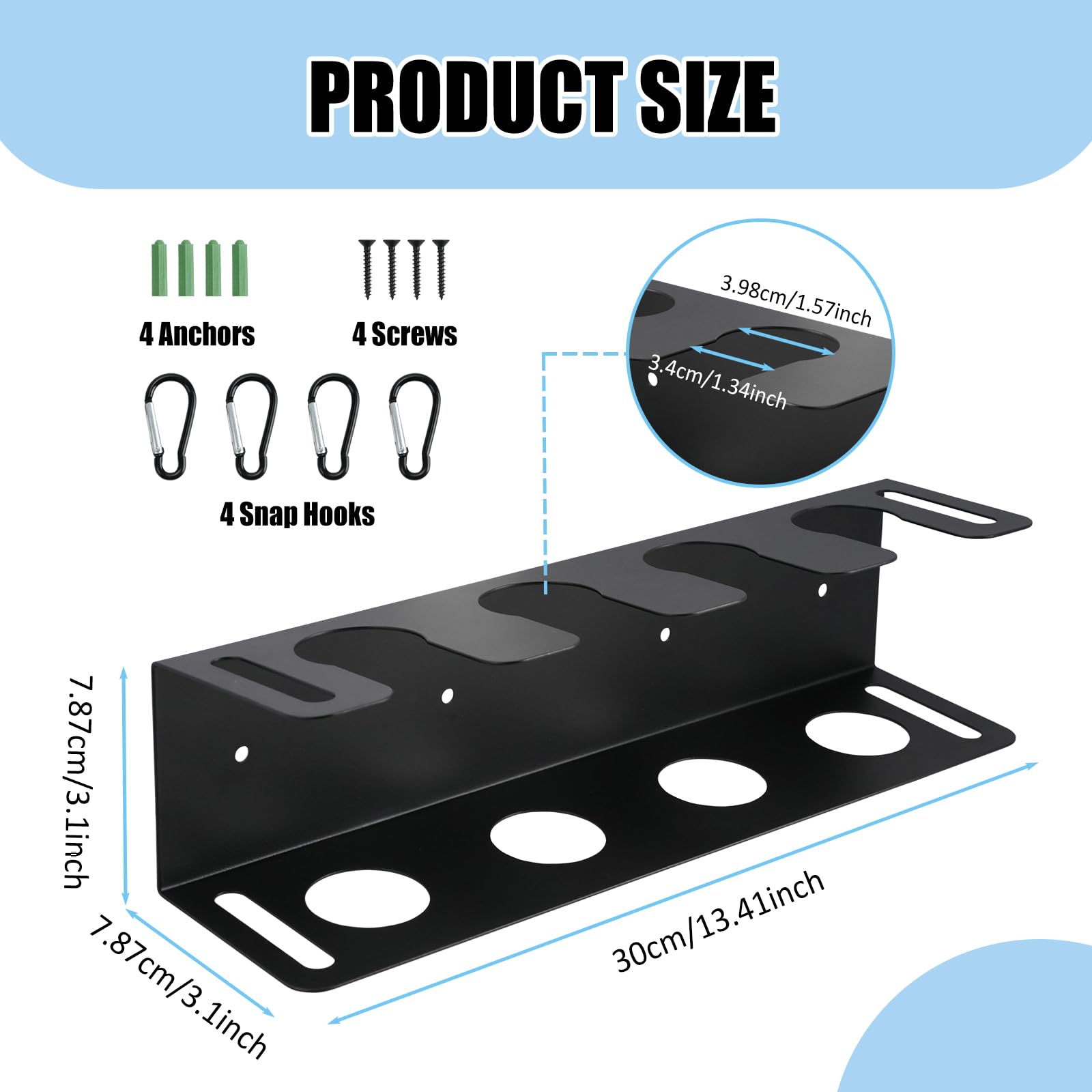 Mensola da baseball in metallo resistente per racchette e palline, organizer per attrezzature sportive (nero)