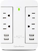 Vista 12 de CyberPower CSP600WSURC5 - Protector de sobretensiones profesional, 900J/125V, 6 tomas giratorias, 1 puerto de carga USB-C, diseño de enchufe