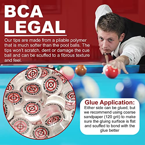 Bulletproof Break Tips - Polymer Break & Jump Tip | Professional Pool Cue Tips & Pool Stick Accessories | Billiards Accessories For Adults & Pool Players | Comes With Patch & Sticker! 15Mm, 1 Count #TOP5