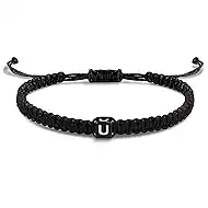 Initial Bracelets for Women Men Gifts for Her Teen Girl Best Friend Birthday Graduation Dainty Braided Bracelets Letter A-Z Charm Adjustable Link Mother's Day Jewelry Mom Christmas Gifts Valentine's Day Jewelry