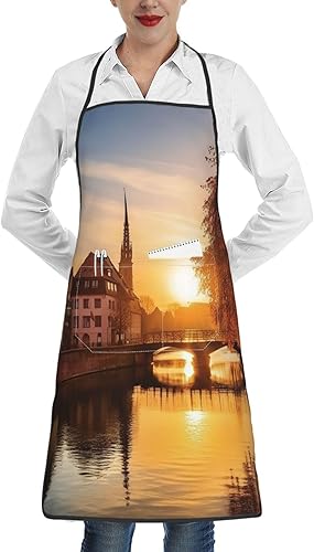 Miniatura 8 de Delantal ajustable babero para hombres y mujeres Sunset palmera Waterpoof Delantal Chef Bib para cocinar lavavajillas