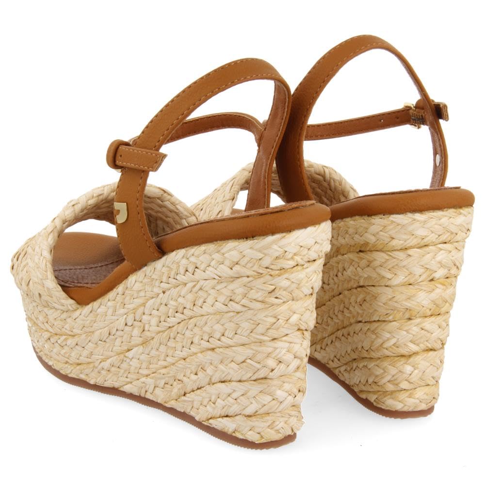 SANDALIAS DE RAFIA COLOR NATURAL CON CUÑA Y PLATAFORMA PARA MUJER ALLKAJ