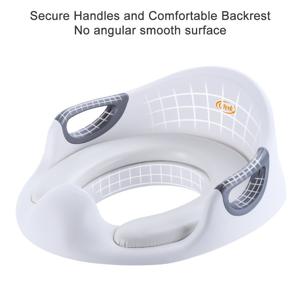 Riduttore Toilet per Bambini, Bambino Allenatore Vasino Sedile del water, Secure antiscivolo, Corrimano su entrambi i lati, Riduttore WC per Bambini Fit ragazzi e ragazze, Bianco