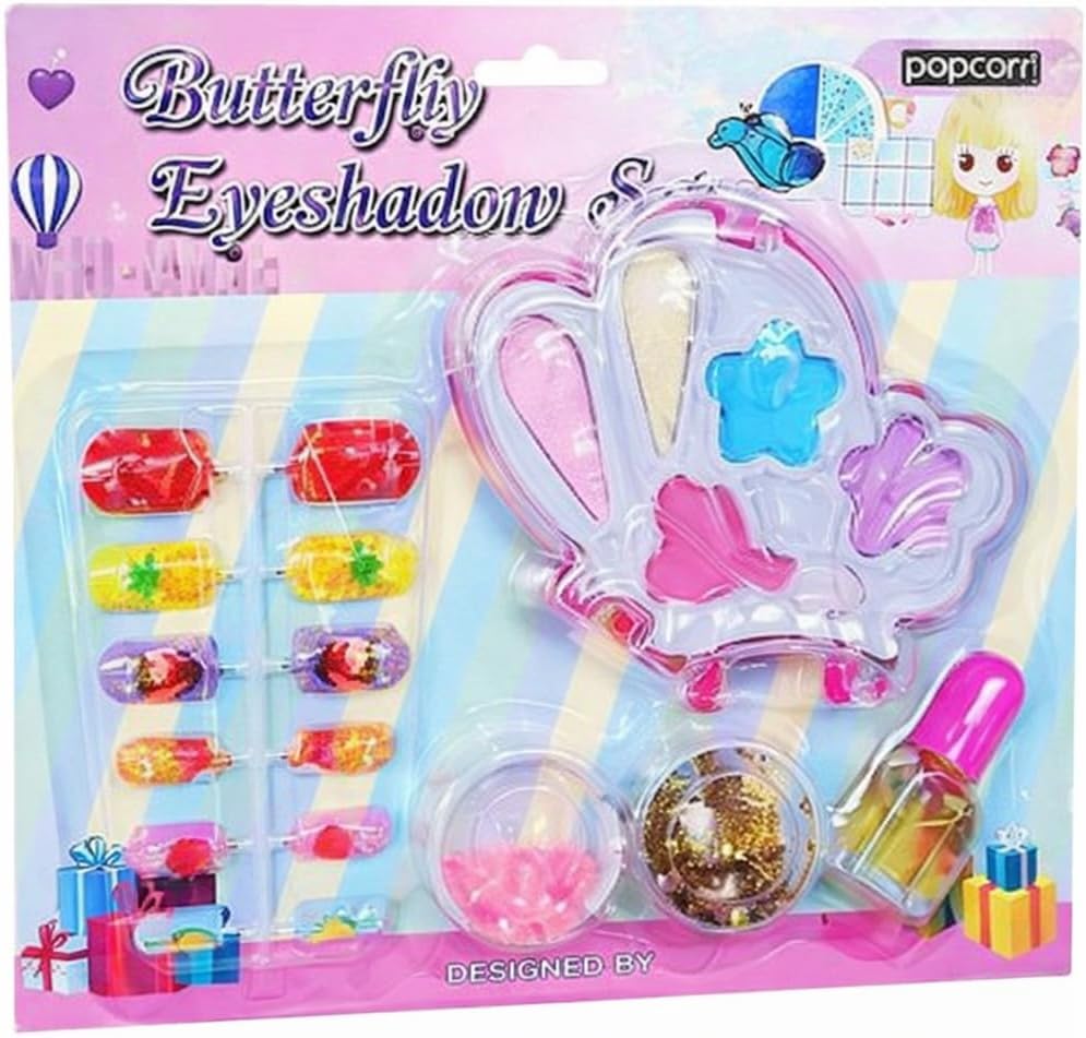 AizelX Birthday Return Gift Sets for Kids Hair Accessories Set, Craft Sets for Girls and Boys Pink and Blue Glitter Headband with Clips and Decorative Gems, Ages 3-12 (Eyeshadow Set)