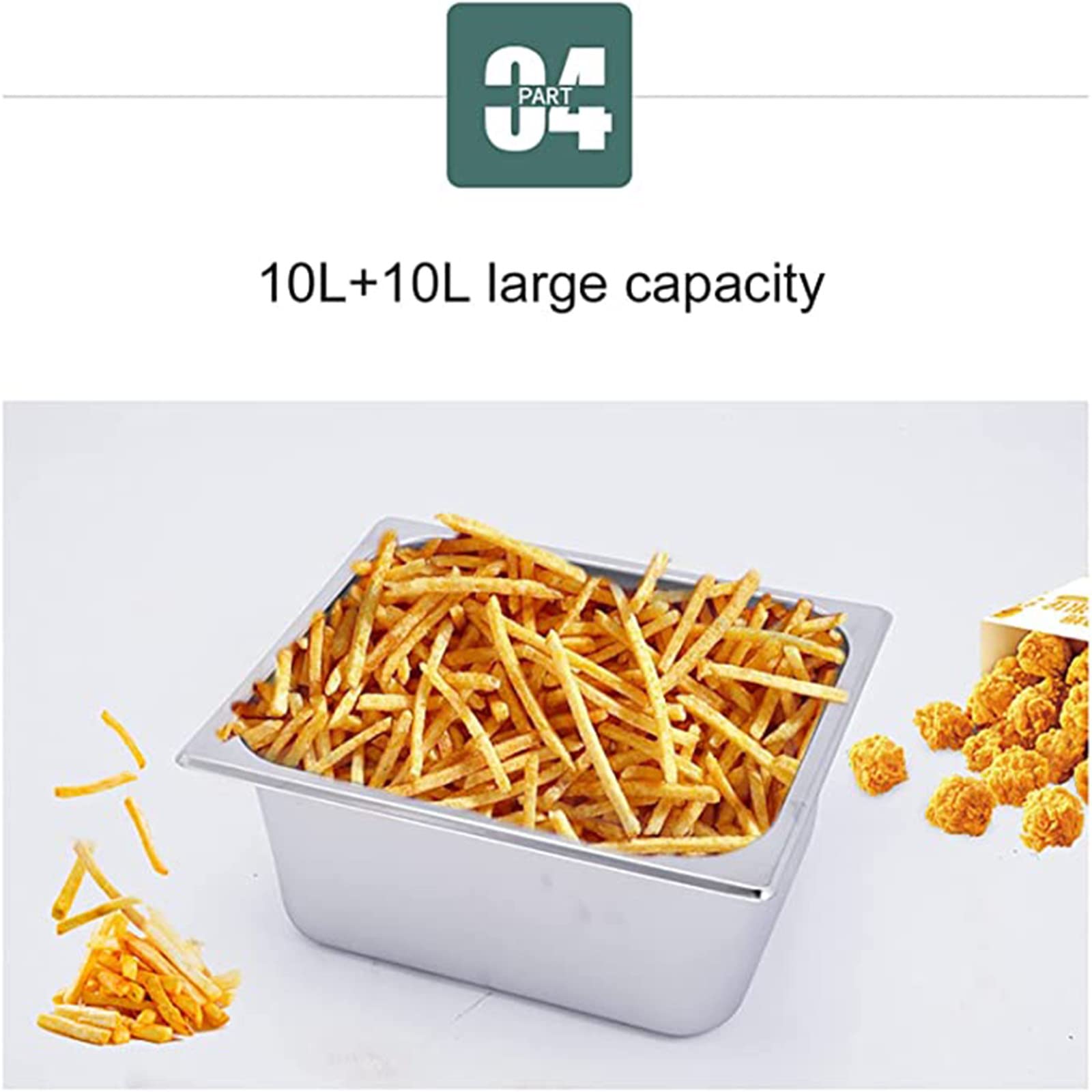 Freidora de gas comercial, máquina de freír de encimera de gas profesional de gran capacidad de 10 litros con cestas y tapas, para papas fritas, donas, pescado