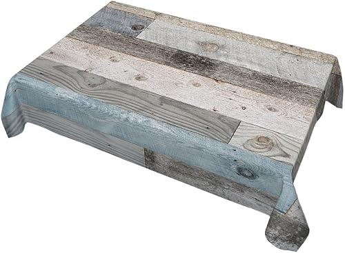 Mantel rectangular decorativo de madera rústica envejecida, mantel de madera vintage para comedor, barbacoa, picnic, mesa de café, 52 x 70 pulgadas