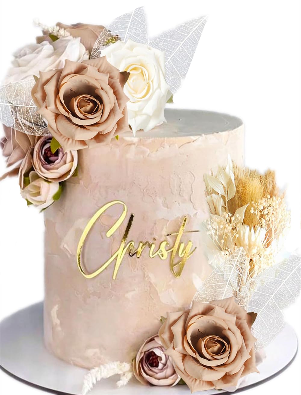 JeVenis Beige Boho Cake Decorations Floral Topper for Wedding, Baby Shower & Birthday Party